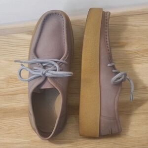 Lasocki Suede Leather pink sand color Shoes Platforms Loafer Size 7 Moccasins